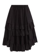 Comme Des Garons Comme Des Garons - Asymmetric-tiered Cotton Midi Skirt - Womens - Black