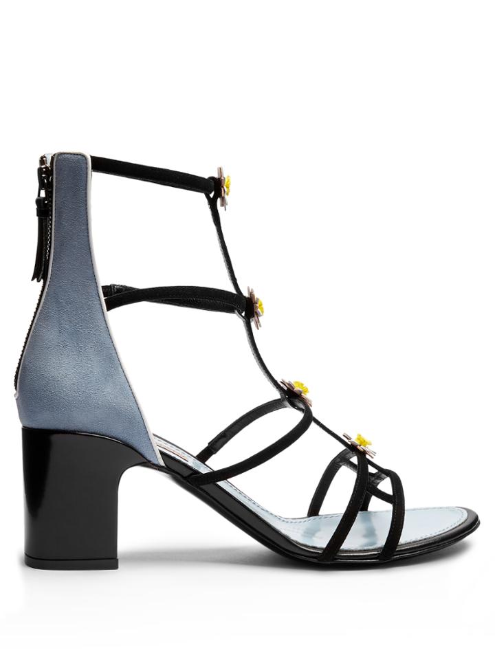 Fabrizio Viti Daisy-embellished Suede Sandals