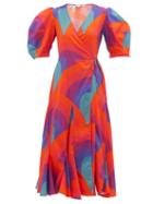 Matchesfashion.com Rhode - Fiona Rainbow-print Cotton Wrap Dress - Womens - Red Print