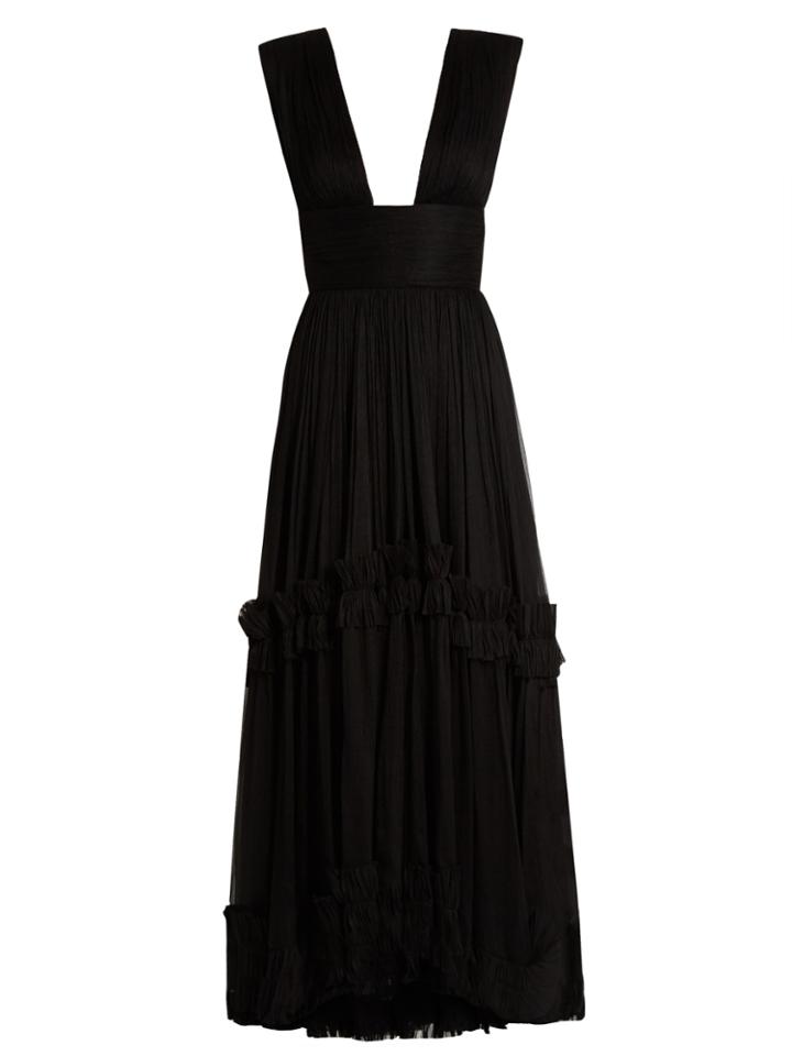 Maria Lucia Hohan Polynesia Pleated Silk-mouselline Gown