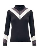 Matchesfashion.com Perfect Moment - Chevron-striped Quarter-zip Thermal Top - Womens - Black