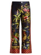 Matchesfashion.com F.r.s - For Restless Sleepers - Ceo Jungle Print Silk Trousers - Womens - Navy Print