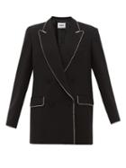 Matchesfashion.com Msgm - Crystal Trim Double Breasted Crepe Jacket - Womens - Black