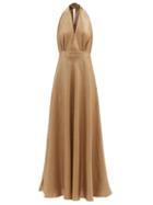 Zeus + Dione - Cypress Halterneck Linen Maxi Dress - Womens - Metallic