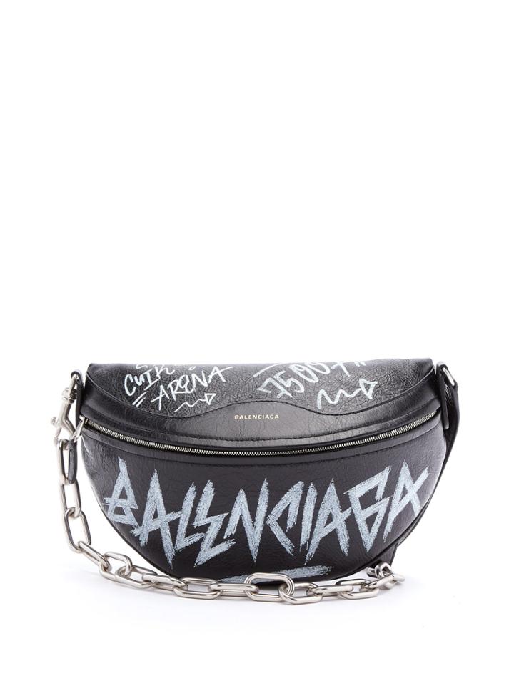 Balenciaga Souvenir Graffiti-print Leather Bag