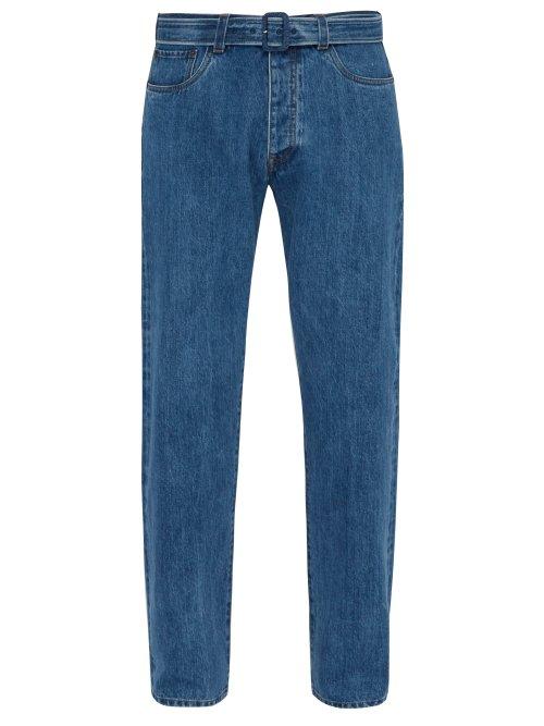 Matchesfashion.com Prada - Vintage Mid Rise Belted Jeans - Mens - Light Blue