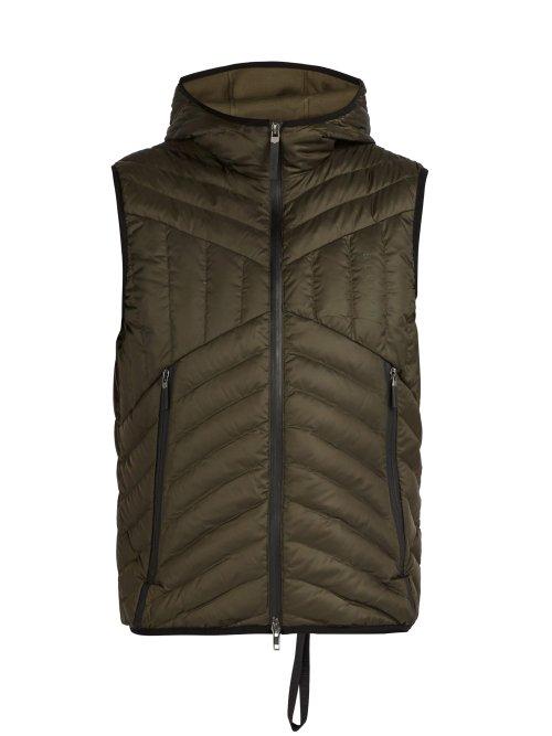 Matchesfashion.com Blackbarrett By Neil Barrett - Chevron Quilted Hooded Nylon Gilet - Mens - Khaki