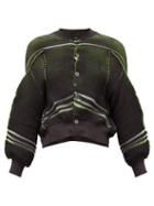 Matchesfashion.com Junya Watanabe - Abstract-stripe Rib-knitted Jersey Cardigan - Womens - Grey Multi