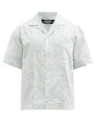 Matchesfashion.com Jacquemus - Jean Cuban-collar Leaf-print Cotton Shirt - Mens - Blue
