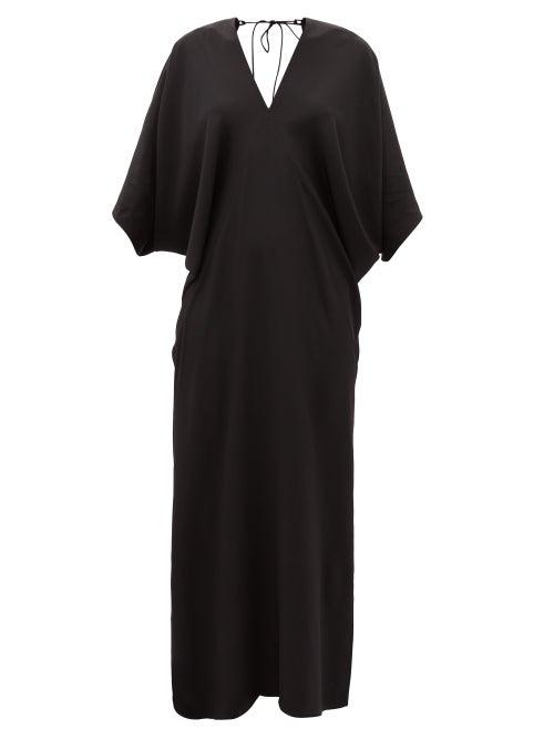 Matchesfashion.com Thea - The Chara V-neck Silk-georgette Maxi Dress - Womens - Black