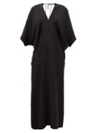 Matchesfashion.com Thea - The Chara V-neck Silk-georgette Maxi Dress - Womens - Black