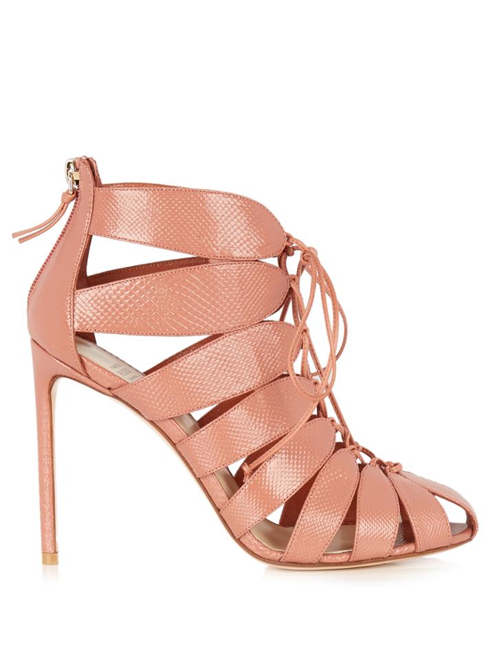 Francesco Russo Cut-out Lace-up Snakeskin Ankle Boots