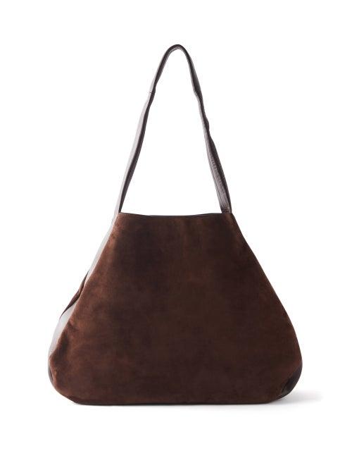 Khaite - Ada Suede Shoulder Bag - Womens - Dark Brown
