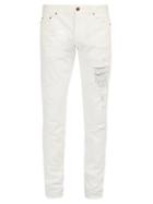 Matchesfashion.com Saint Laurent - Slim Fit Distressed Jeans - Mens - White