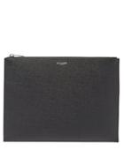 Matchesfashion.com Saint Laurent - Logo-print Medium Grained-leather Tablet Pouch - Mens - Black
