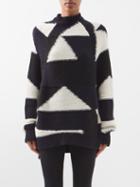 Raey - Geometric Patchwork Oversized Alpaca-blend Sweater - Womens - Black Multi