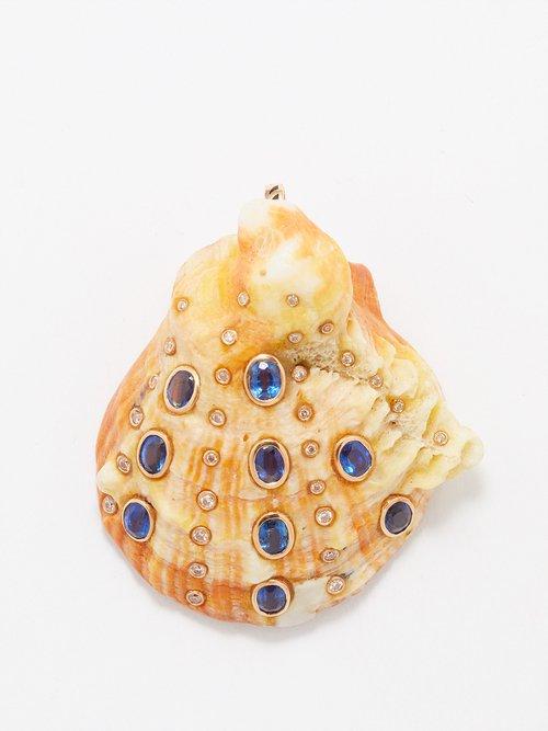 Dezso - Diamond, Kyanite, Shell & 18kt Rose Gold Charm - Womens - Blue Multi