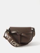 Loewe - Gate Mini Leather Cross-body Bag - Womens - Dark Brown