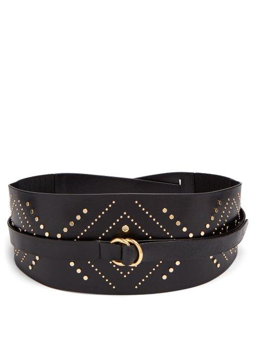 Matchesfashion.com Isabel Marant - Stud Embellished Leather Wraparound Belt - Womens - Black