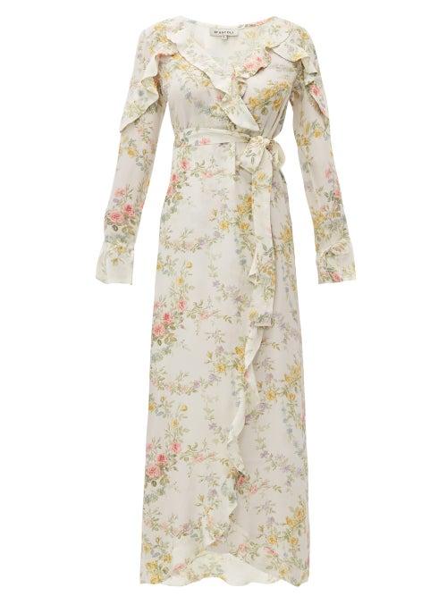 Matchesfashion.com D'ascoli - Bedford Print Silk Crepe De Chine Dress - Womens - Yellow