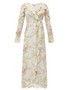 Matchesfashion.com D'ascoli - Bedford Print Silk Crepe De Chine Dress - Womens - Yellow