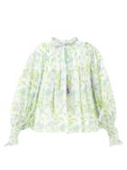 Matchesfashion.com Thierry Colson - Vladia Floral-print Cotton-voile Blouse - Womens - Green Blue Print