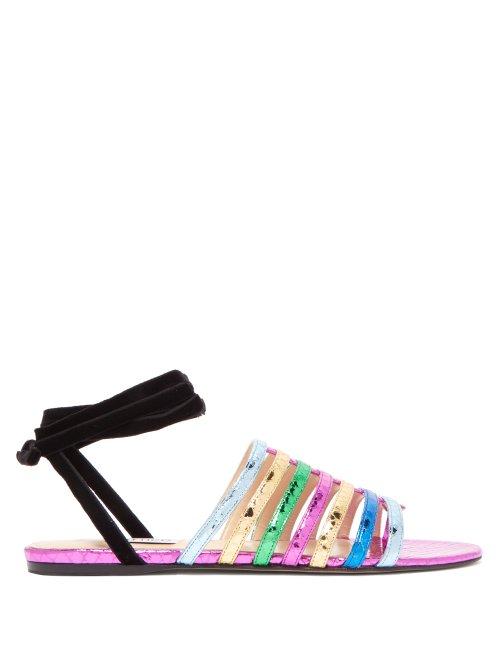 Matchesfashion.com The Attico - Chiara Metallic Snakeskin Effect Leather Sandals - Womens - Multi