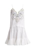 Matchesfashion.com Chlo - V Neck Embroidered Cotton Voile Mini Dress - Womens - White