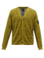 Stone Island Shadow Project - Logo-patch Eyeletted Cotton Cardigan - Mens - Green