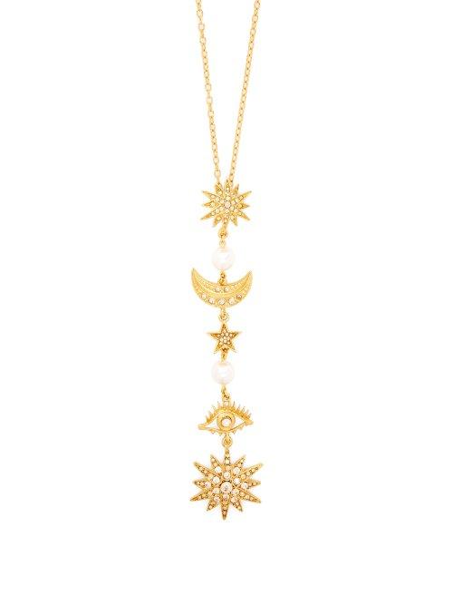 Matchesfashion.com Oscar De La Renta - Crystal Embellished Pendant Necklace - Womens - Gold