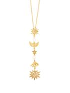 Matchesfashion.com Oscar De La Renta - Crystal Embellished Pendant Necklace - Womens - Gold
