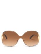 Matchesfashion.com Chlo - Oversized Rimless Metal Sunglasses - Womens - Brown Gold