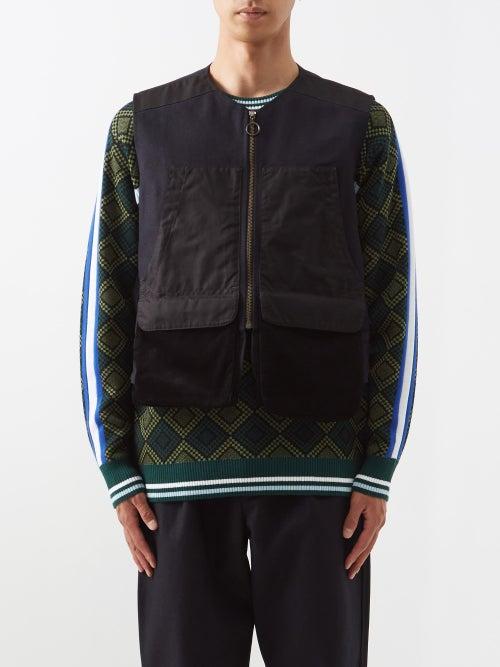 Nicholas Daley - Denim Pinwhale Cord Utility Waistcoat - Mens - Indigo