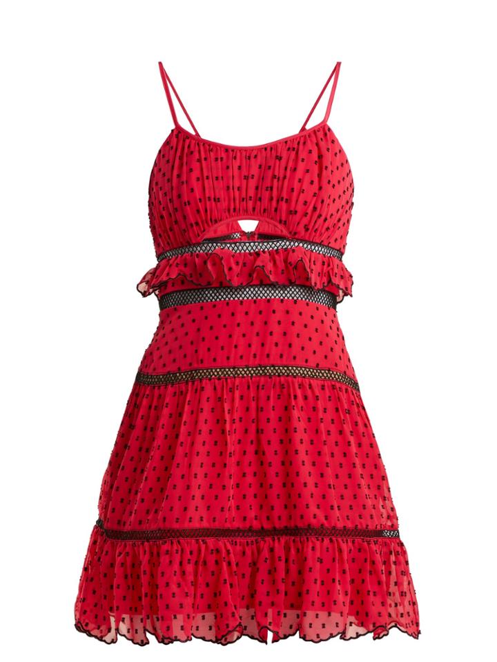 Self-portrait Flocked Frilled Dress