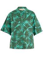 Matchesfashion.com Diane Von Furstenberg - Short Sleeved Stretch Cotton Shirt - Womens - Green Multi