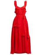 Matchesfashion.com Apiece Apart - Lypie Ruffled Cotton Maxi Dress - Womens - Red