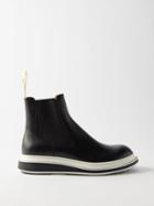 Loewe - Layered-sole Leather Chelsea Boots - Mens - Black White
