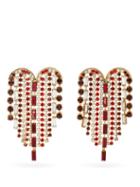 Matchesfashion.com Rosantica - Heart Crystal-embellished Fringe Earrings - Womens - Red Multi