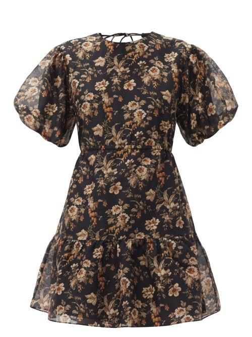 Matchesfashion.com Sir - Amerie Cutout Cotton-blend Voile Mini Dress - Womens - Black Multi