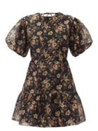 Matchesfashion.com Sir - Amerie Cutout Cotton-blend Voile Mini Dress - Womens - Black Multi