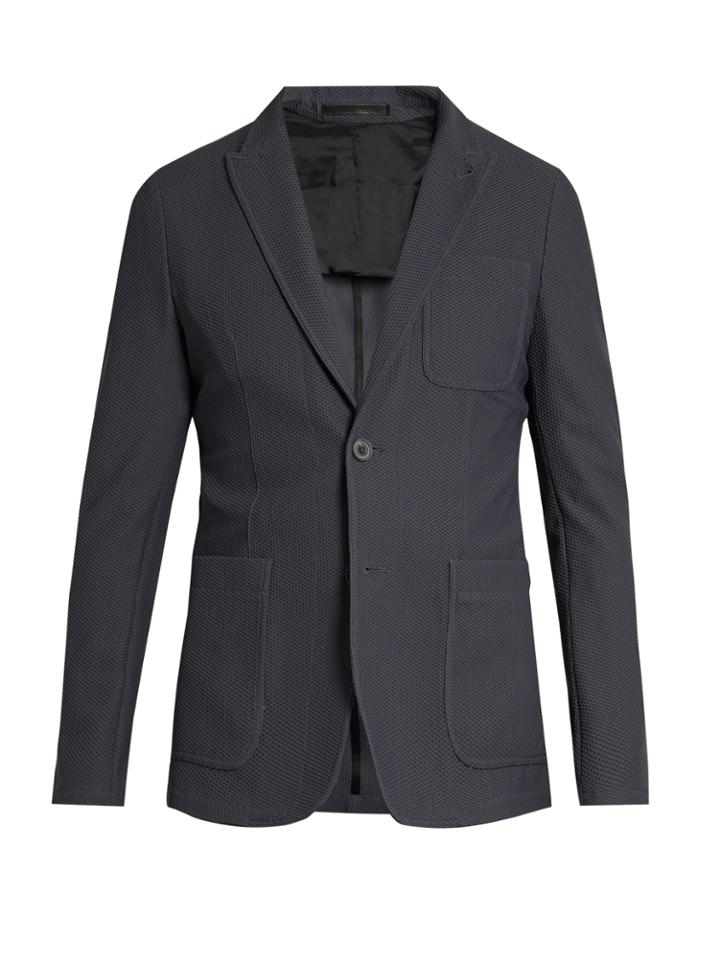 Giorgio Armani Honeycomb-mesh Patch-pocket Blazer