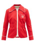Gucci - Zipped Gg-appliqu Jacket - Womens - Red