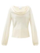 Matchesfashion.com Rebecca De Ravenel - Laura Cowl Neck Hammered Silk Blouse - Womens - Ivory