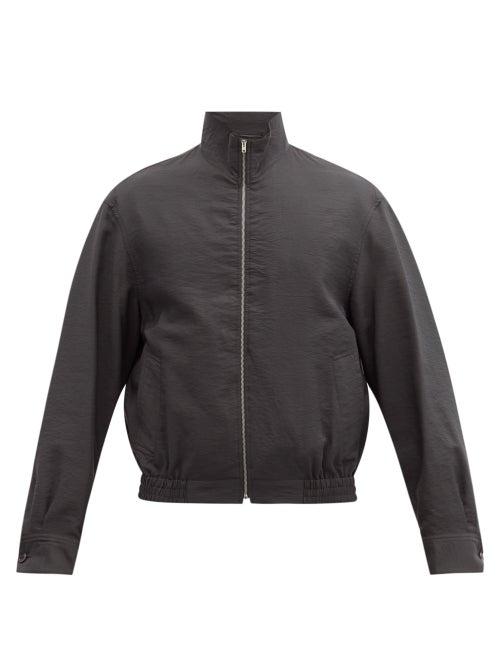 Matchesfashion.com Lemaire - High-neck Wool-blend Twill Jacket - Mens - Dark Grey