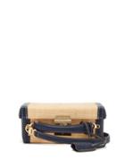 Matchesfashion.com Mark Cross - Grace Small Leather-trim Raffia Box Bag - Womens - Navy Multi