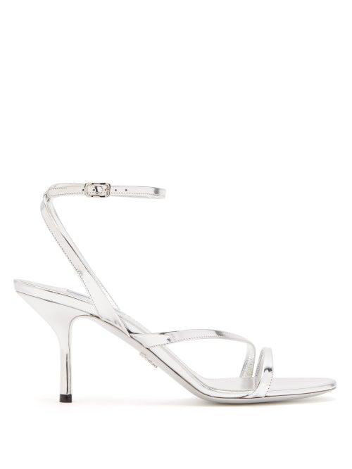 Matchesfashion.com Prada - Mirrored Leather Sandals - Womens - Silver