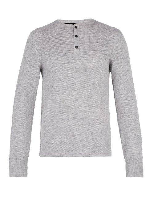 Matchesfashion.com Rag & Bone - Gregory Wool Blend Henley Sweater - Mens - Grey