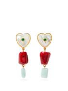 Matchesfashion.com Lizzie Fortunato - I'm In Love Mother-of-pearl & Gold-plated Earrings - Womens - Multi