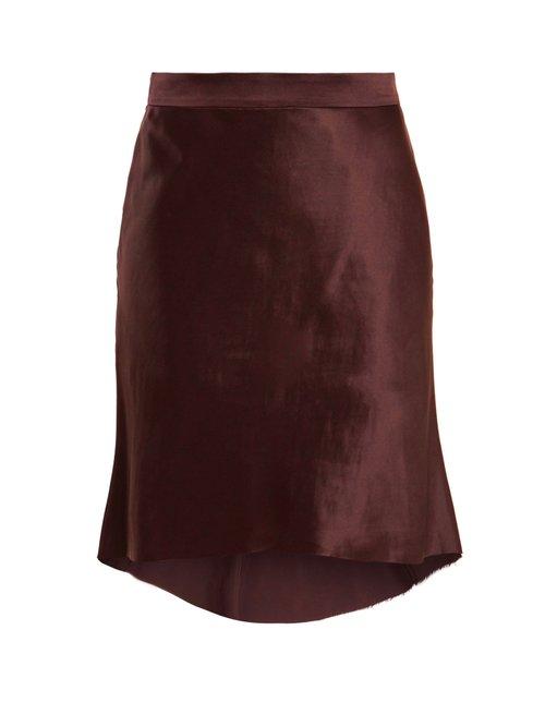 Matchesfashion.com Raey - Bias Godet Silk Satin Slip Skirt - Womens - Burgundy