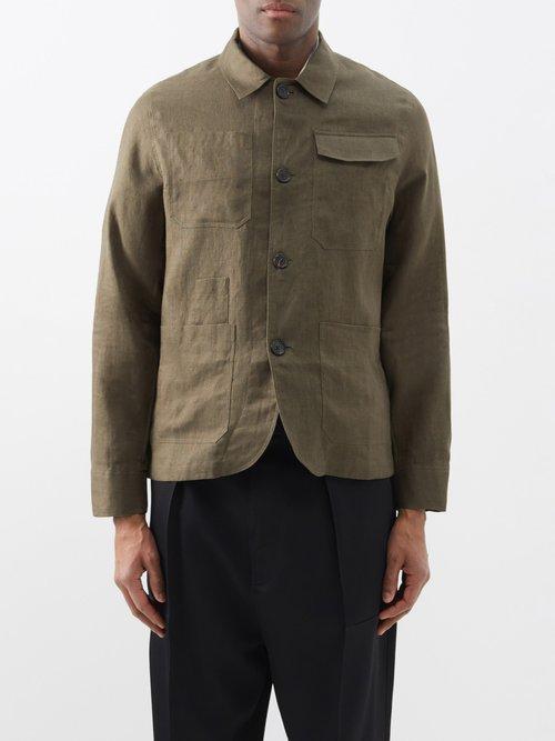 Oliver Spencer - Hythe Five-pocket Front Linen Overshirt - Mens - Khaki
